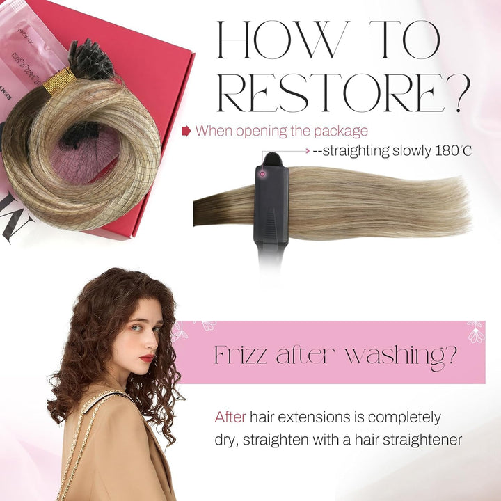 Moresoo Remy Echthaar Extensions Bondings Hot Fusion 50cm Haarverlängerung Echthaar Bondings Dunkelb