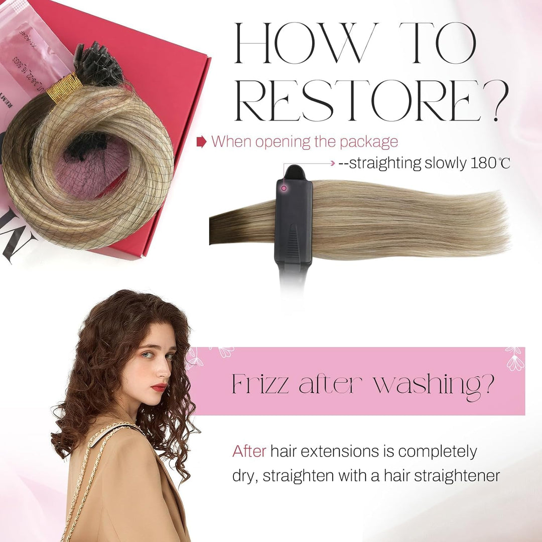 Moresoo Remy Echthaar Extensions Bondings Hot Fusion 35cm Haarverlängerung Echthaar Bondings Dunkelb