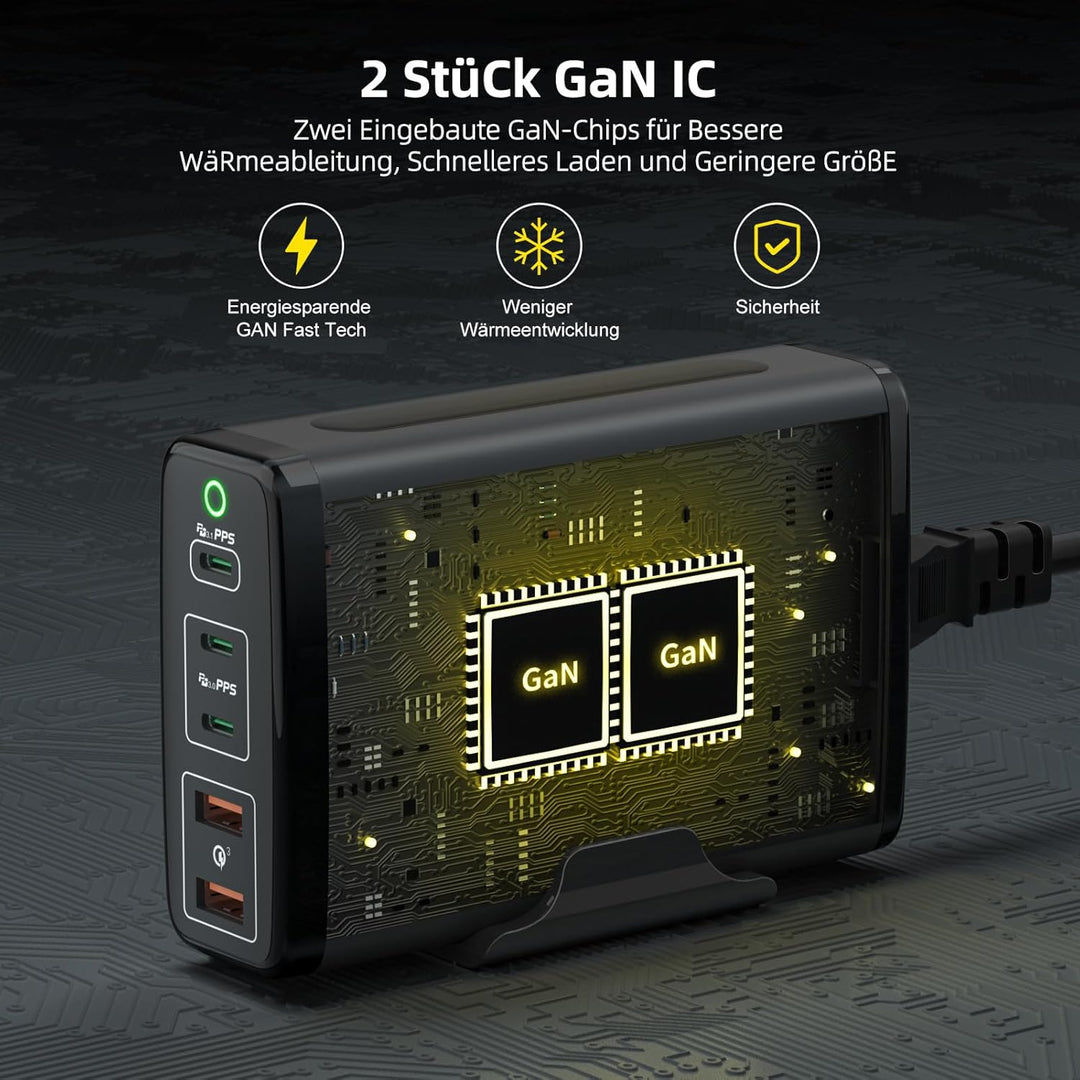 245W USB C Ladegerät,HUNDA GaN USB C Ladegerät Mehrfach 5 Ports,USB C Schnellladegerät Unterstützt P