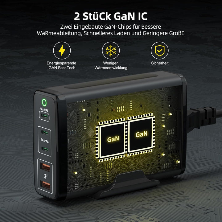 245W USB C Ladegerät,HUNDA GaN USB C Ladegerät Mehrfach 5 Ports,USB C Schnellladegerät Unterstützt P