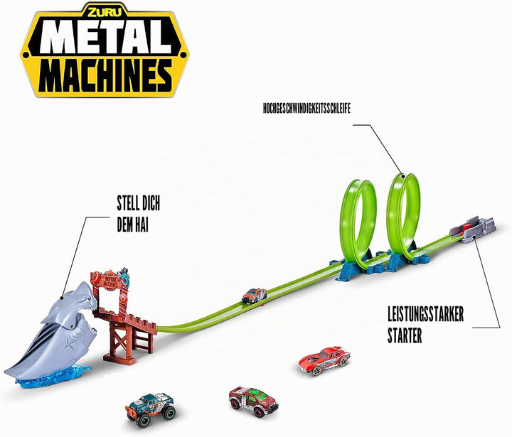 Metal Machines Spielset Haiangriff Rennbahn + Auto