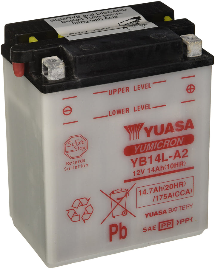 YUASA BATTERIE YB14L-A2 offen ohne Saeure