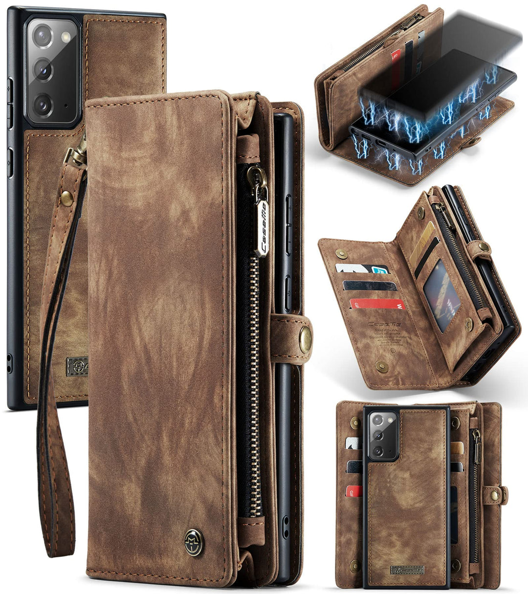 UFinetech 2-in-1 Luxus Samsung Galaxy Note 20 Hülle Case Tasche Magnetische Gute Flip Kartenfach Ket