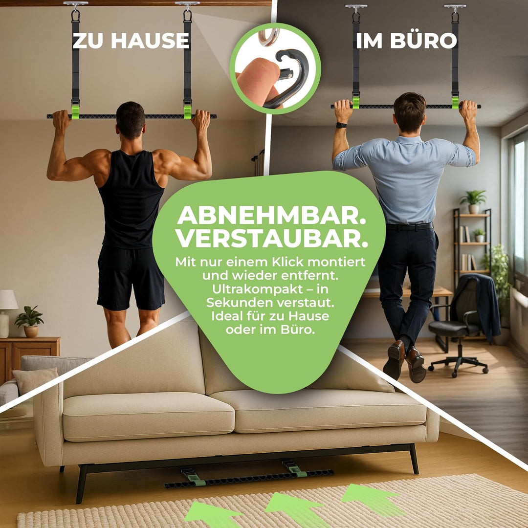 Klimmzugstange Decke, abnehmbar, höhenverstellbar, griffig, platzsparend, verstaubar, zum Aufhängen,