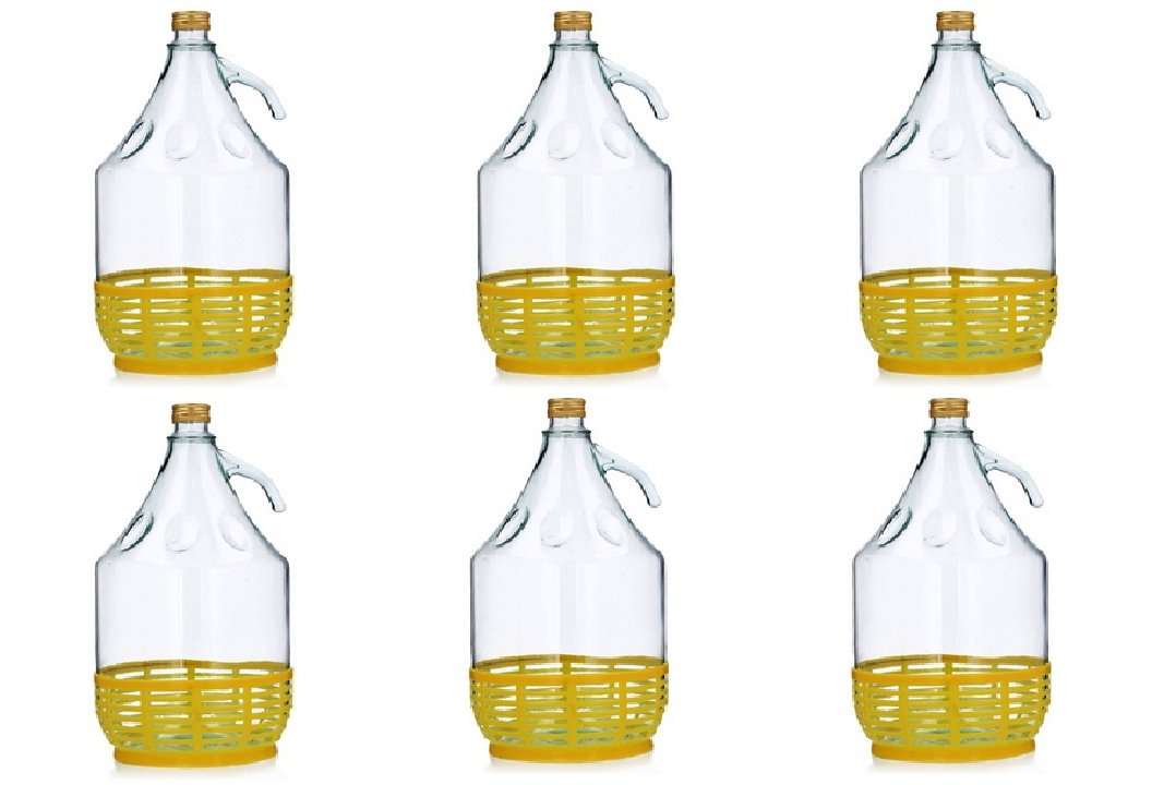 Unbekannt 6 STÜCK 5L GLASBALLON mit Kunststoffkorb Weinballon GÄRBALLON GLASFLASCHE