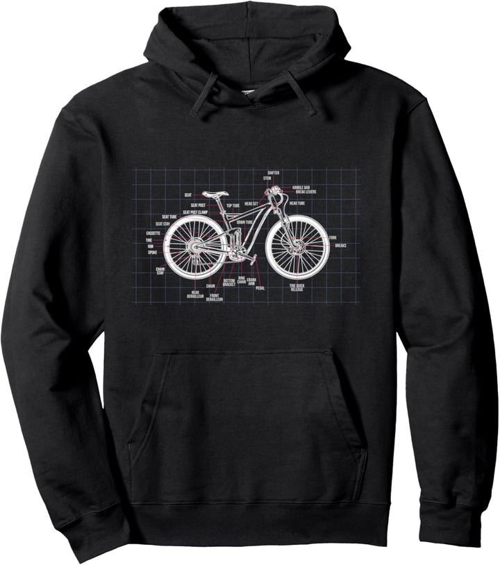 Mountainbike Anatomie MTB Fahrradteile Radfahren Pullover Hoodie
