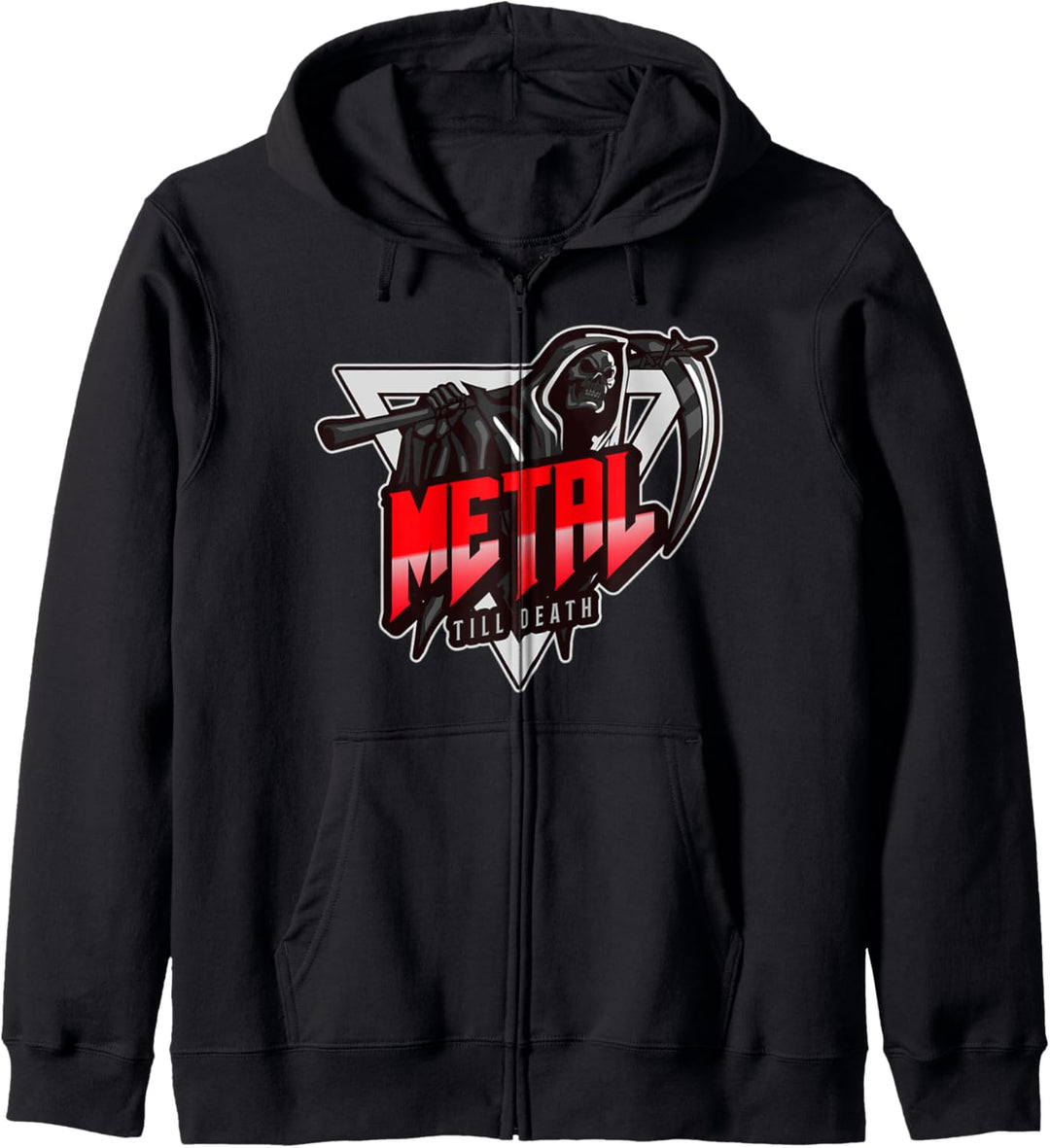 Metal Till Death Sensenmann Metalhead Heavy Metal Kapuzenjacke