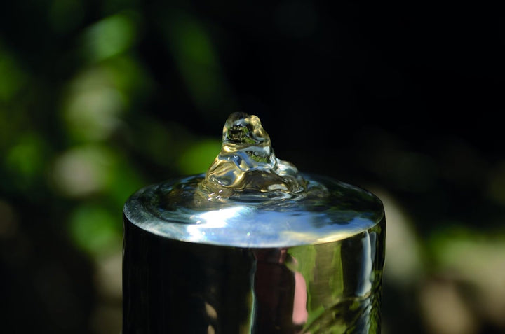 Köhko Springbrunnen 22007N aus gebürstetem Edelstahl mit LED-Beleuchtung und DREI Säulen mit untersc