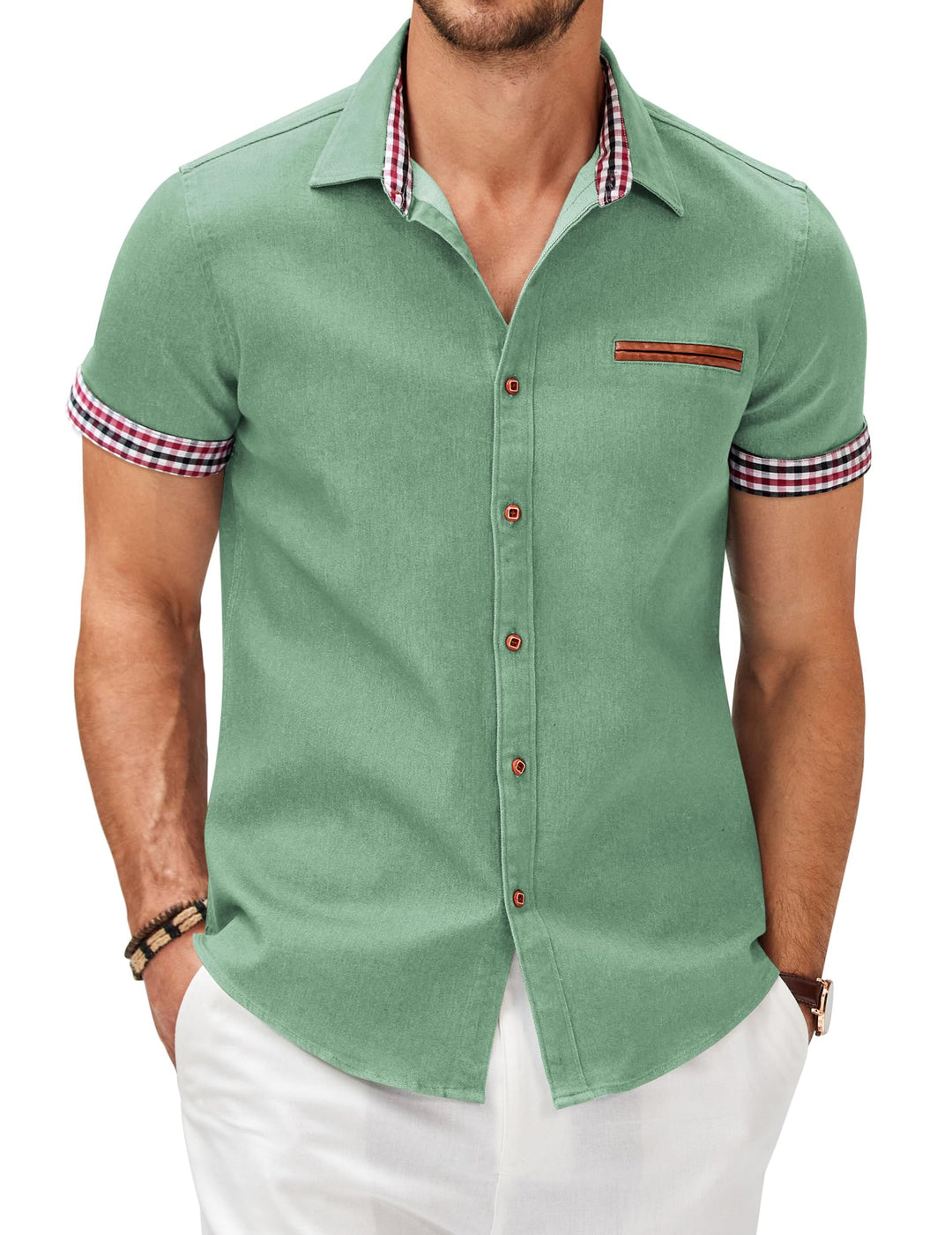 COOFANDY Herren Hemd Kurzarm Jeanshemd Slim Fit Baumwolle Vintage Freizeithemd Sommer Hemden Für Her