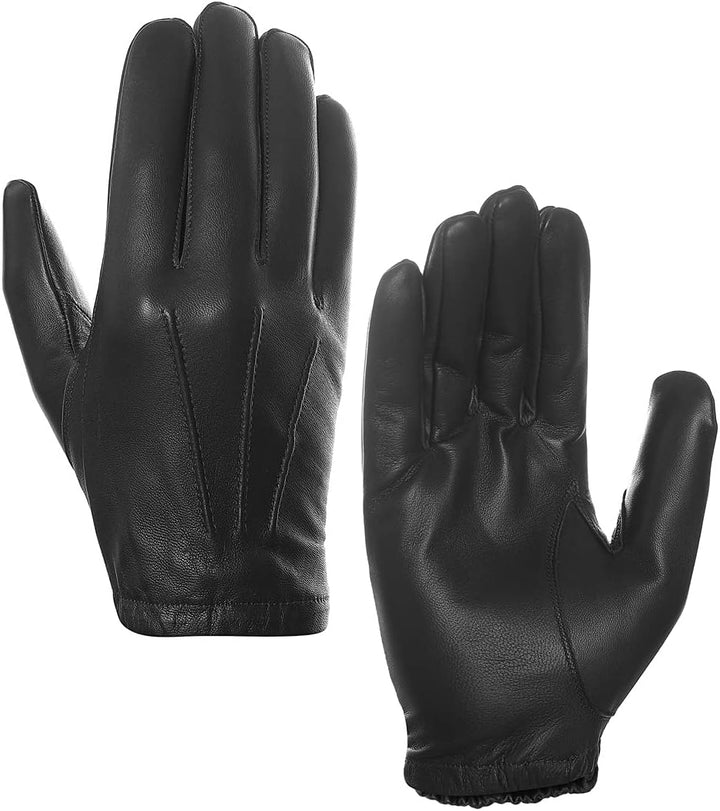 Harssidanzar Herren dünne ungefütterte Lederpolizeihandschuhe GM031EU S Schwarz, S Schwarz