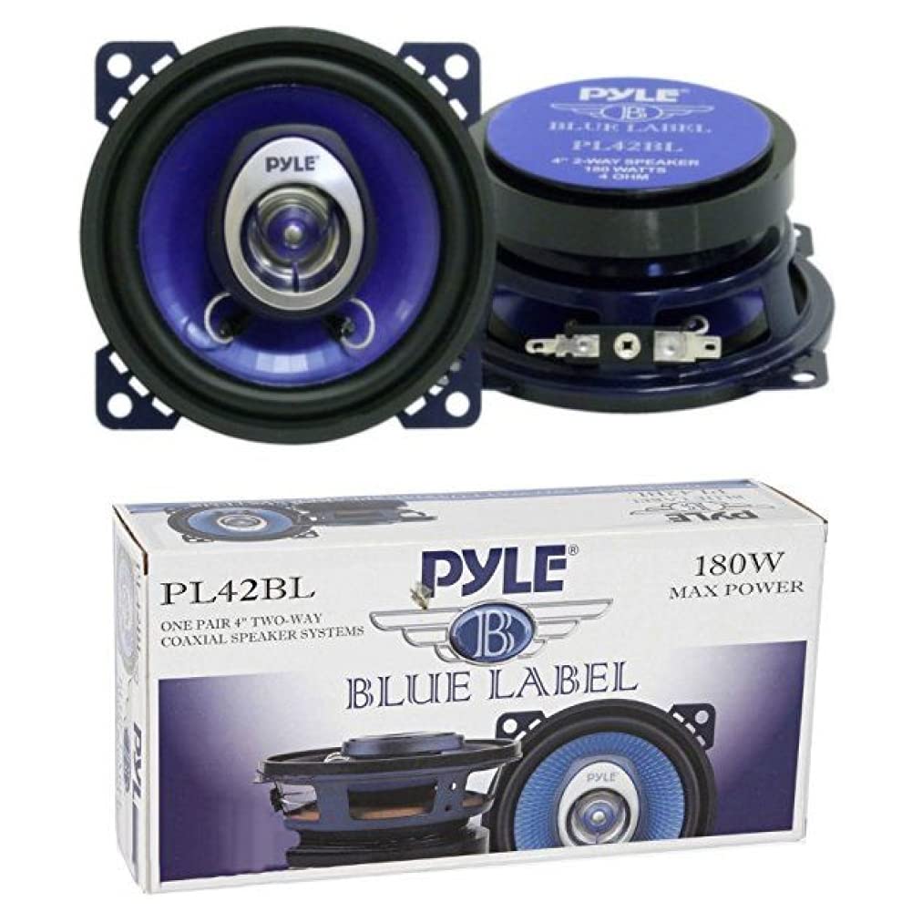 2 PYLE PL42BL 2 Wege koaxial Lautsprecher blau 4" 10,00 cm 100 mm 90 watt rms 180 watt max türen aut