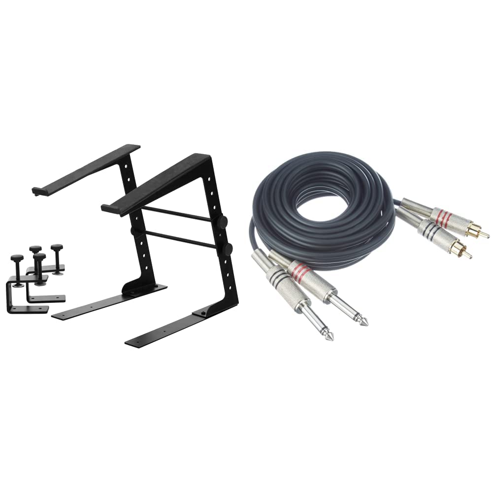 Pronomic LS-110 Laptopständer DJ Notebookstativ Laptop Stand, Schwarz &amp; Adam Hall Cables K3TPC0300 A