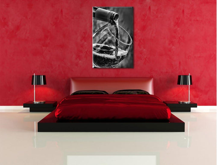 Monocrome, Edler Rotwein , Format: 100x70 auf Leinwand, XXL riesige Bilder fertig gerahmt mit Keilra