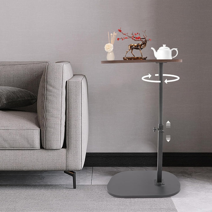C-förmiger Beistelltisch höhenverstellbar 45–80cm, drehbare & neigbare Tischplatte, Sofatisch Nachtt