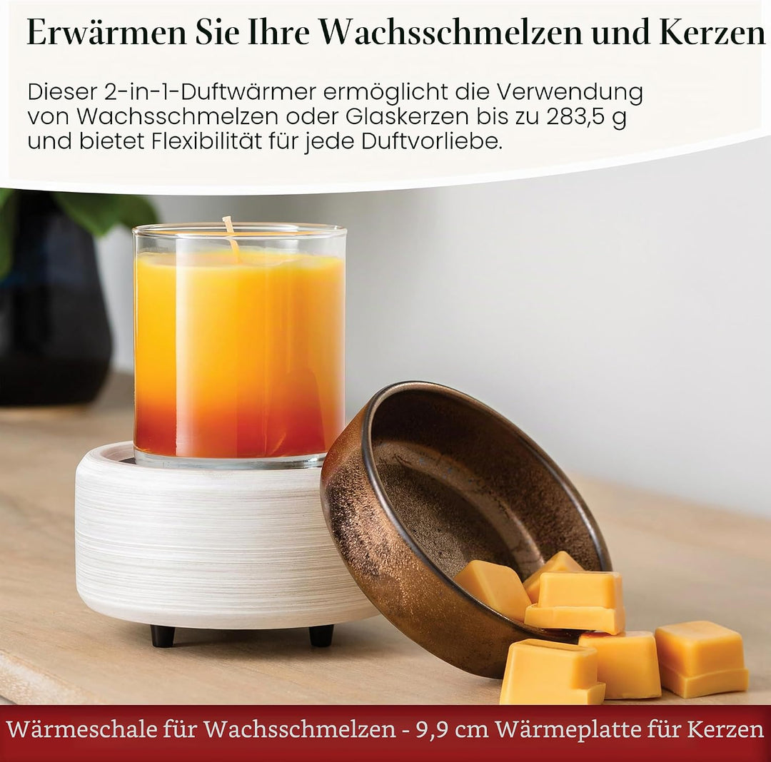 CANDLE WARMERS ETC 2in1 Kerzen- und Duftwärmer zum Erwärmen von Duftkerzen oder Wachsschmelzen und T