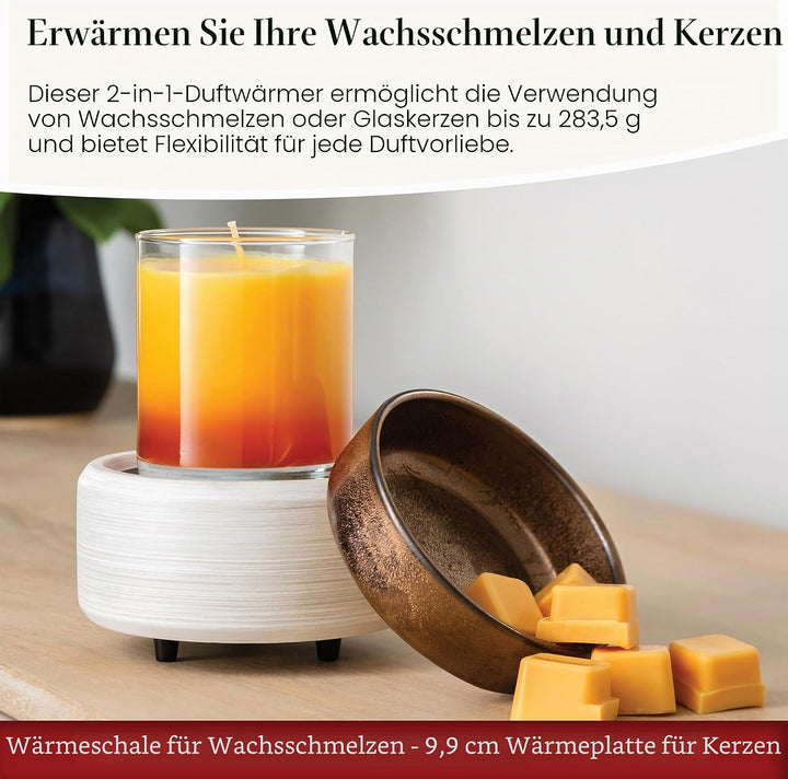 CANDLE WARMERS ETC 2in1 Kerzen- und Duftwärmer zum Erwärmen von Duftkerzen oder Wachsschmelzen und T