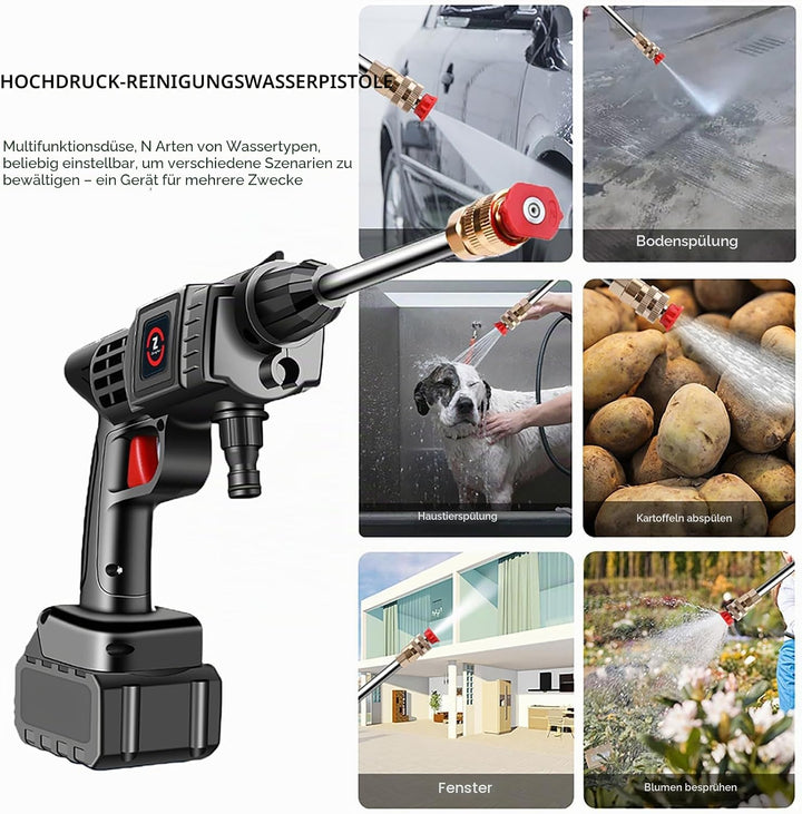 Hochdruckreiniger mit Akku, 21 V/4,0 Ah, max. 50 bar, kabelloser Hochdruckreiniger mit Hochleistungs