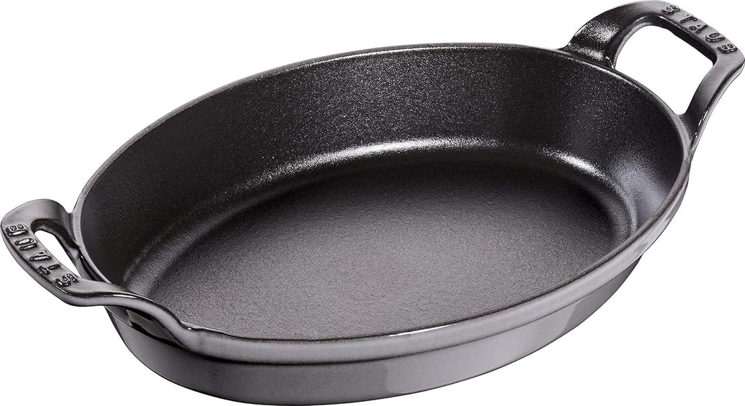 STAUB Auflaufform oval, Induktionsgeeignet, Gusseisen, Graphitgrau, 24 cm x 18cm Graphitgrau 30.5 x