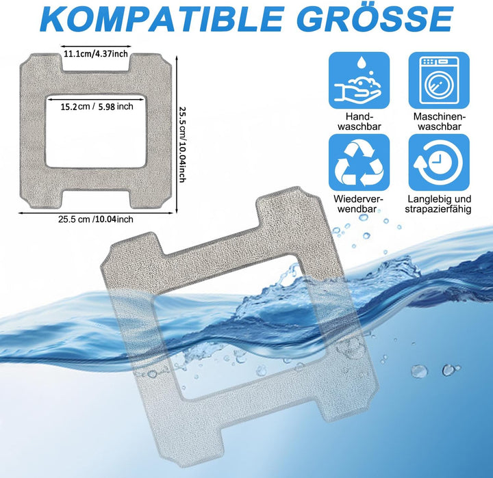 8 Stück Reinigungspad für ECOVACS WINBOT W2 PRO / W2 PRO Omni / W2 Omni / W2 / W1 Pro / W1 Fensterpu