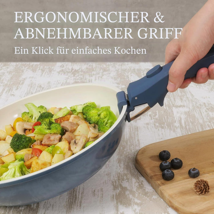 Keramik Topfsets Pfannenset 8 Teilig mit Abnehmbaren Griffen induktionsgeeignet mit Bratpfannen ofen
