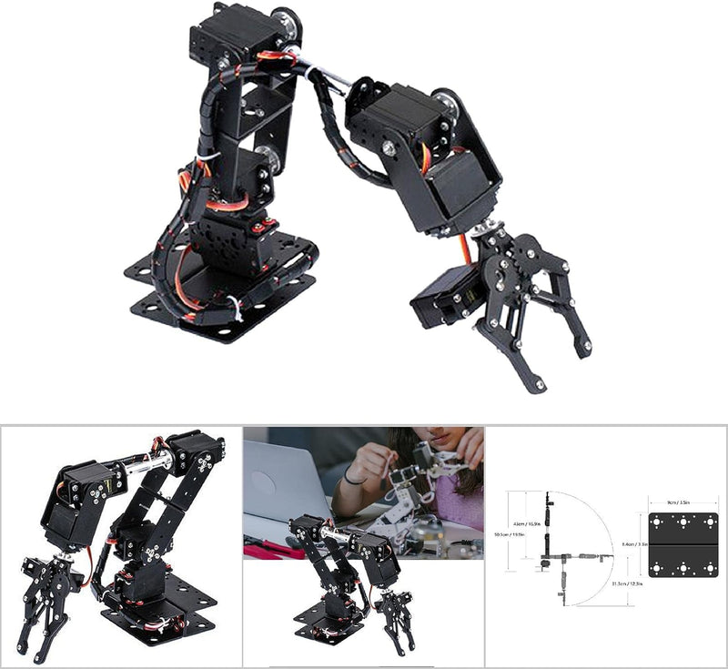 6DOF Roboter Mechanischer Arm, Aluminium Roboterarm Mechanische Roboter Klemmklauen Kits, DOF Manipu