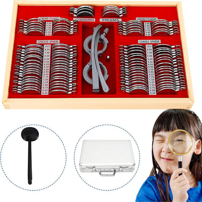 104Pcs Trial Lens Set Metallfelge Fall Testrahmen Optometrie Kit Metall Rand Optisches Testlinsen Ge