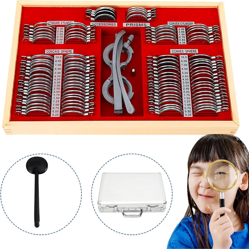 104Pcs Trial Lens Set Metallfelge Fall Testrahmen Optometrie Kit Metall Rand Optisches Testlinsen Ge