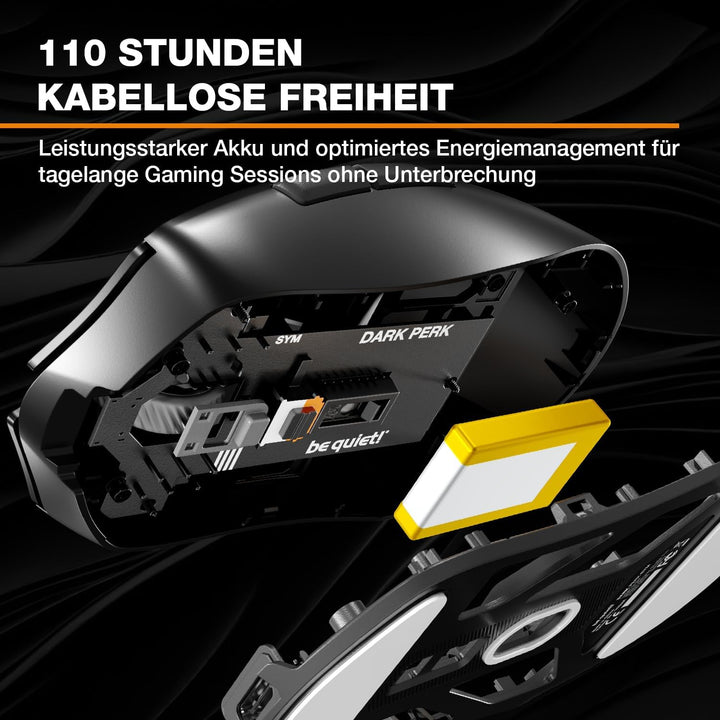 be quiet! Dark Perk Sym PC Maus, 55 g leicht, extrem Lange Akkulaufzeit, 8.000 Hz Abtastrate, PixArt