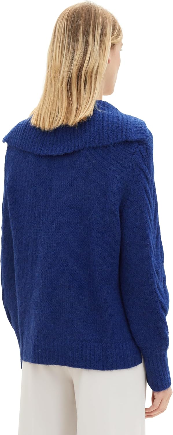 TOM TAILOR Damen Pullover M 33965 - Crest Blue Melange, M 33965 - Crest Blue Melange
