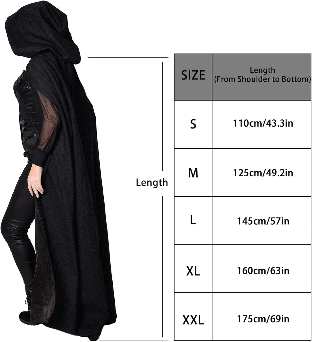 Halloween kostüm, Umhang Halloween Unisex umhang Cosplay kostüm Samt Kapuzenumhang Schwarz XXL, Schw