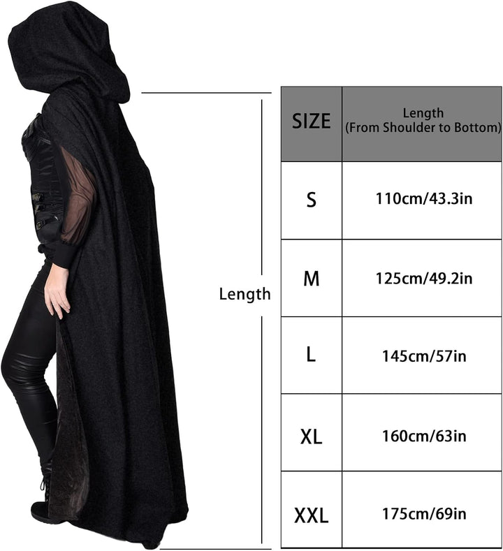 Halloween kostüm, Umhang Halloween Unisex umhang Cosplay kostüm Samt Kapuzenumhang Schwarz XXL, Schw