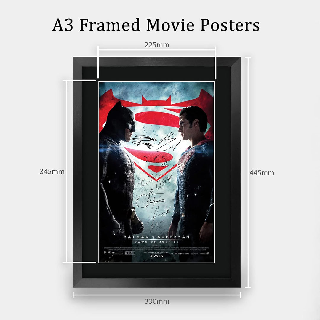 HWC Trading Poster, Motiv: Batman vs Superman, The Cast Ben Affleck Henry Cavill, gedrucktes Autogra