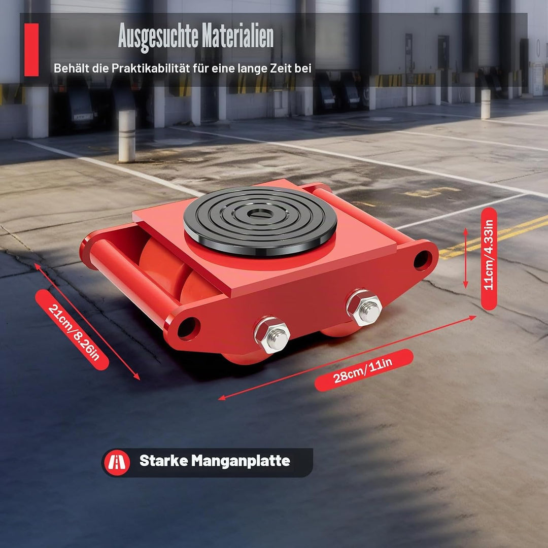6 * Panzerrollen Roller Transportfahrwerk, Maschinentransport Industrieroller mit 4 PU-Richtungsräde