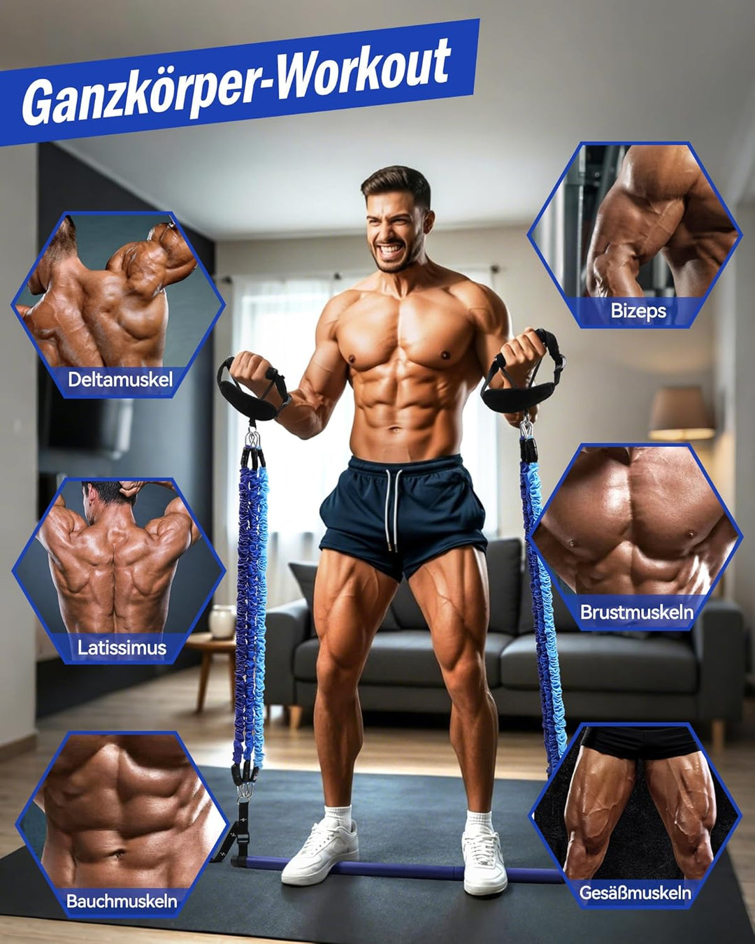 ALongSong Pilates Bar Set mit Widerstandsbänder Krafttraining 180LBS/140LBS/240LBS/360LBS Resistance