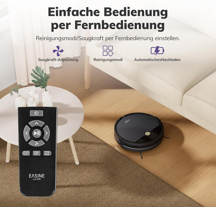 Saugroboter, Bürstenloses Design Staubsauger Roboter, Starkes Saugen, Selbstladend, Fernbedienung, F