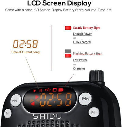 Stimmverstärker mit Mikrofon Tragbarer Sprachverstärker SHIDU S611 Mini-Lautsprecher mit UHF drahtlo