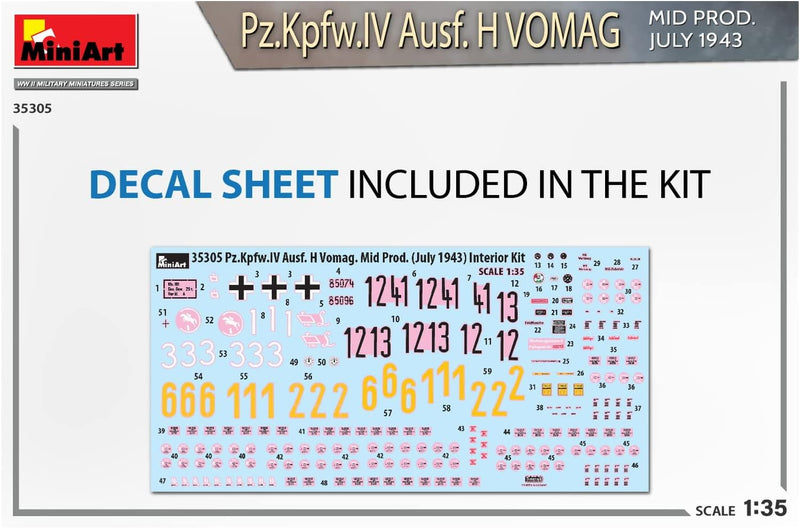 MiniArt MIN35305 1:35-Pz.Kpfw.IV AUSF H Vomag Mid Prod (Int Kit) Massstab Modell