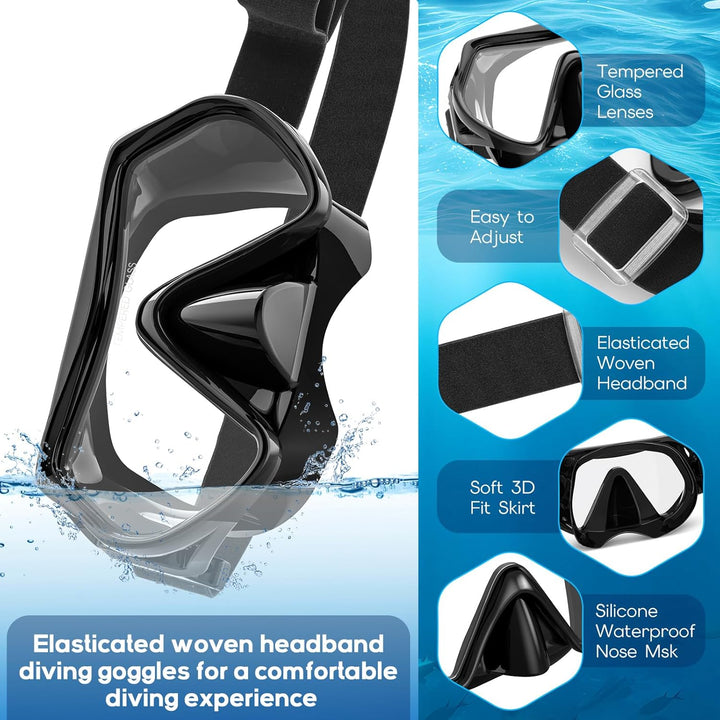 Findway Taucherbrille Erwachsene Teenager mit Verstellbares Elastisches Kopfband Stoffband, Tauchmas