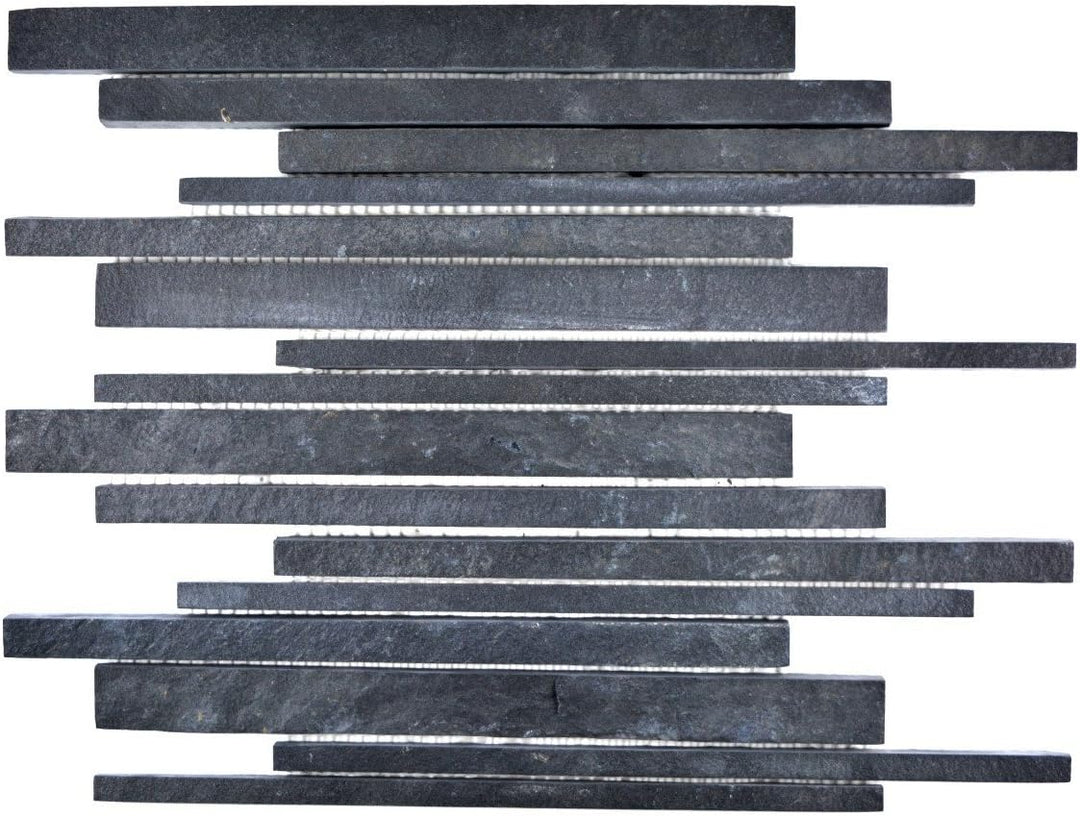 Mosaik Fliese Schiefer Naturstein Stäbchen Schiefer schwarz für WAND BAD DUSCHE KÜCHE FLIESENSPIEGEL