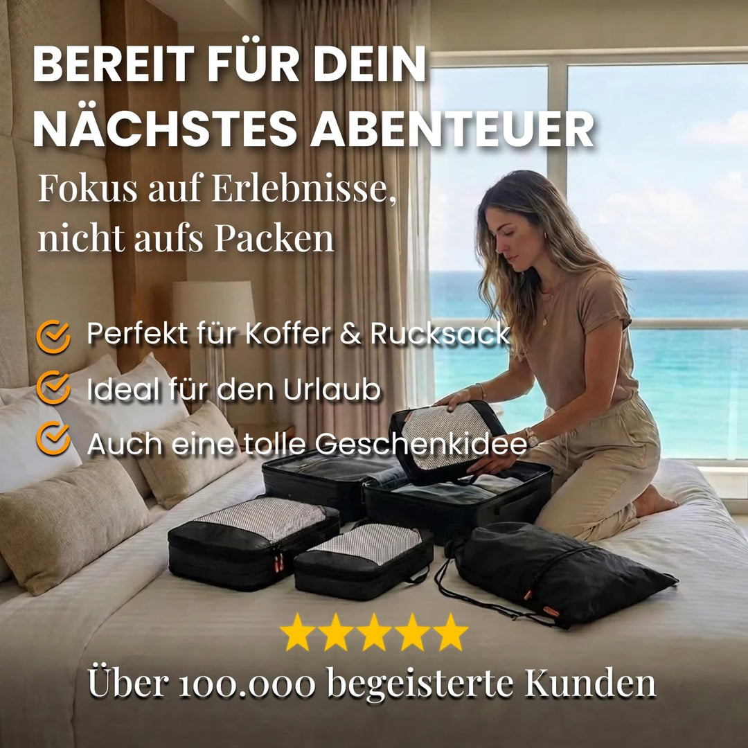 Packing Cubes Compression für Koffer und Rucksack inkl. Packbeutel - extra rissfest dank 420D Polyes