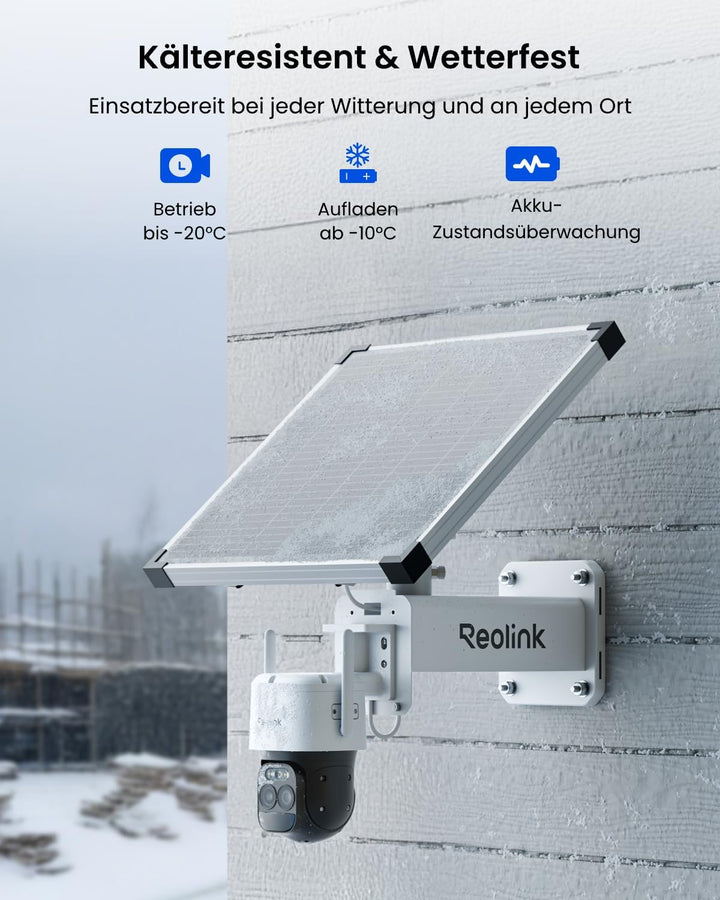 Reolink 4G LTE Überwachungskamera mit SIM Karte, 24/7-Aufzeichnung, 2K Kamera Outdoor Akku mit 30W S