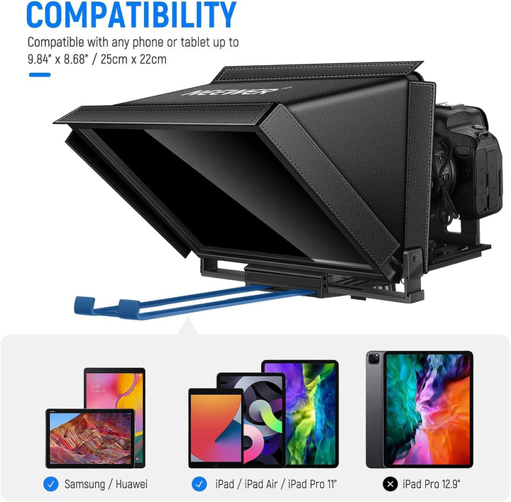 NEEWER X12 Teleprompter aus Aluminium mit RT 110 Fernbedienung und App Steuerung, kompatibel mit iPa