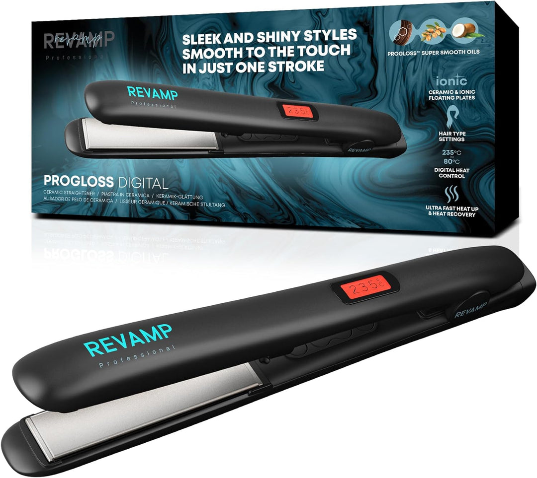 REVAMP Glätteisen zum Locken & Glätten 80-235°C - Professioneller Haarglätter mit Keramikbeschichtun