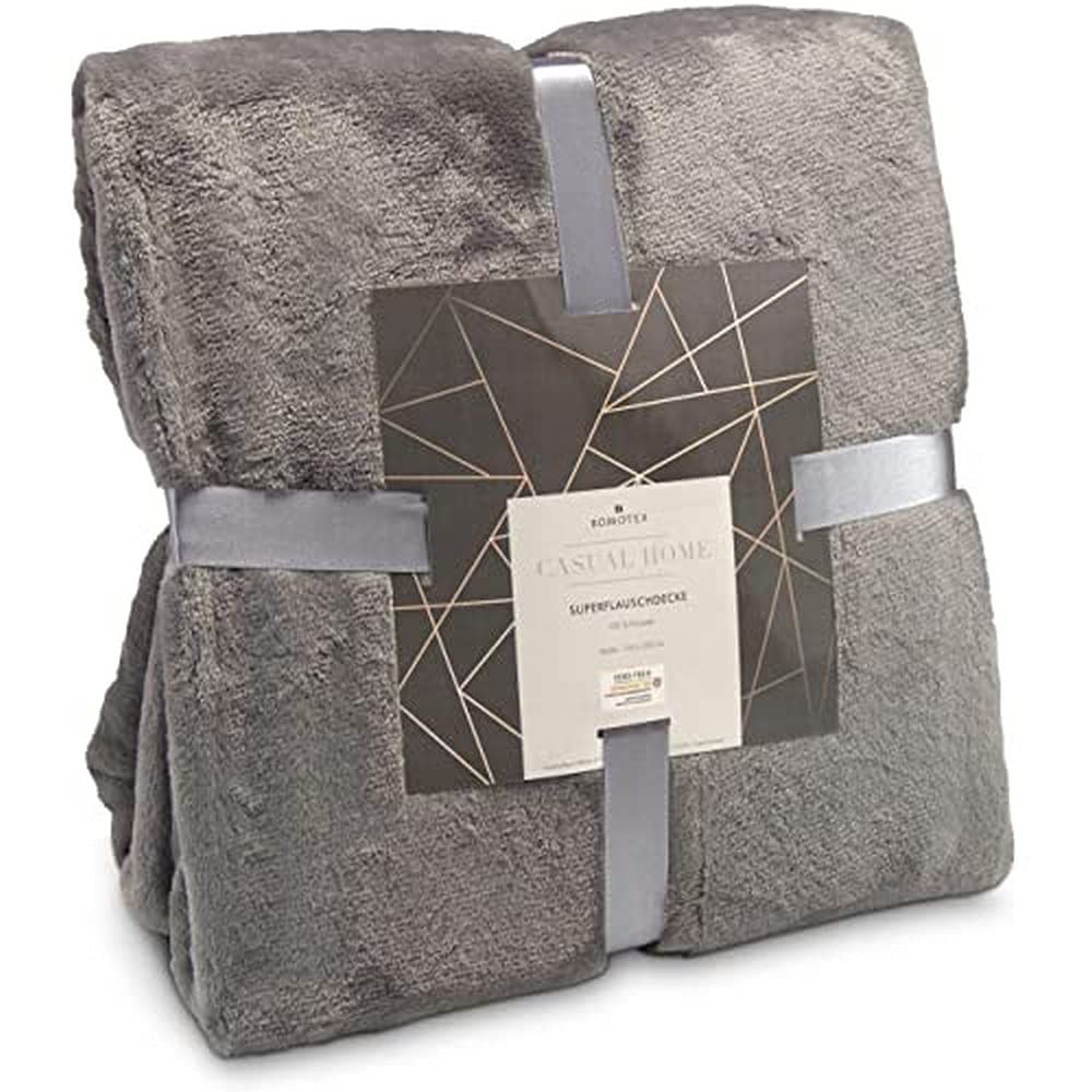 Römer Wellness Superflauschdecke Grau – 150 x 200 cm, 320 g/m², weich, flauschig, antistatisch, ganz