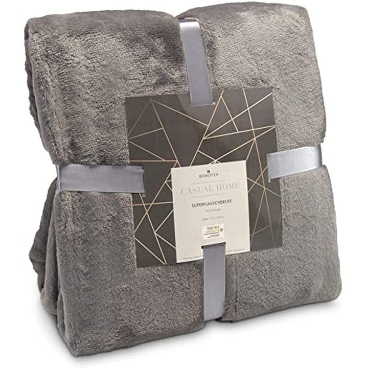 Römer Wellness Superflauschdecke Grau – 150 x 200 cm, 320 g/m², weich, flauschig, antistatisch, ganz