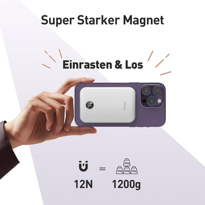 iWALK Magnetische Powerbank Slim 5000mAh, PD 18W Schnelles Laden Wireless Power Bank mit LED Display