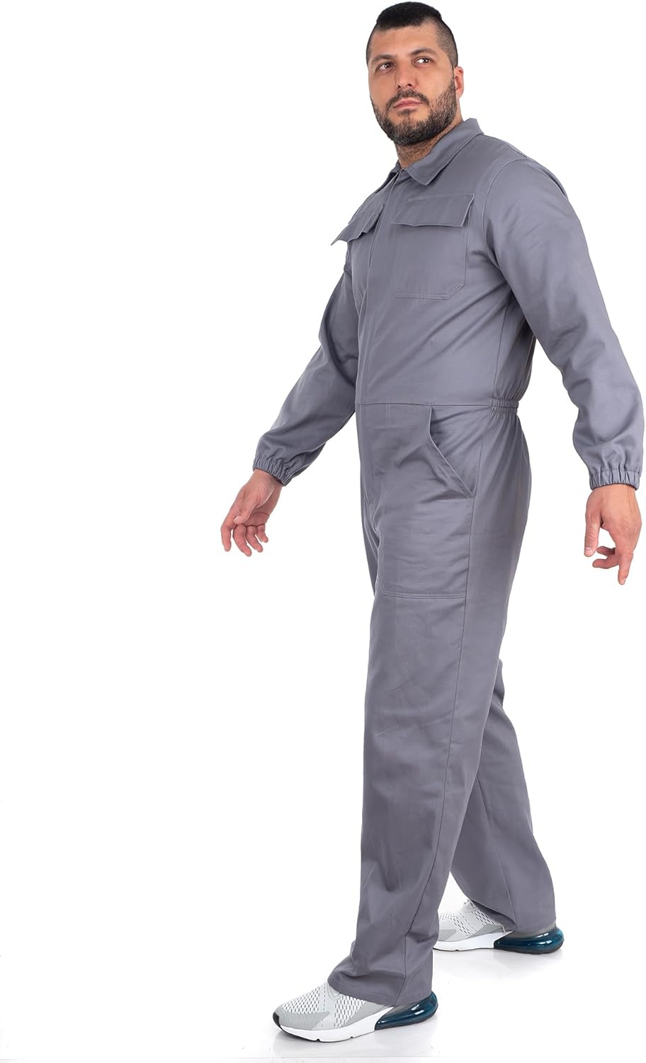 DINOZAVR Ultra Arbeitsoverall Herren Overall Rallyekombi Schutzanzug mit vielen Taschen S Grau, S Gr