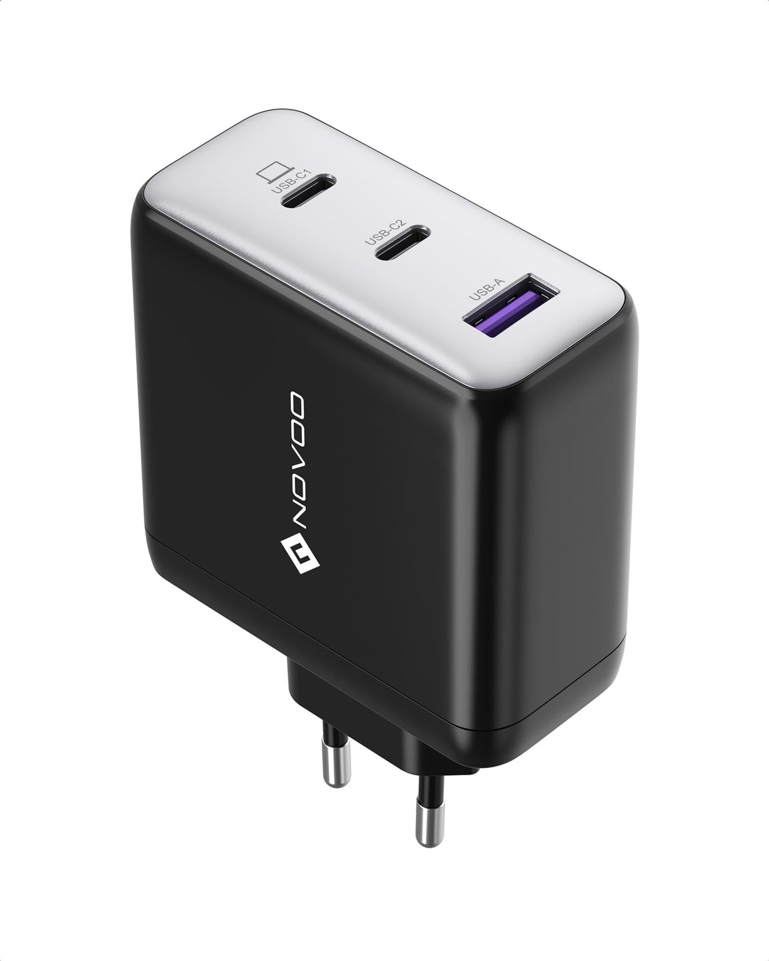 120W USB C Ladegerät NOVOO GaN Ⅲ Charger Schnellladegerät 3-Port USB C Netzteil MacBook Charger Komp