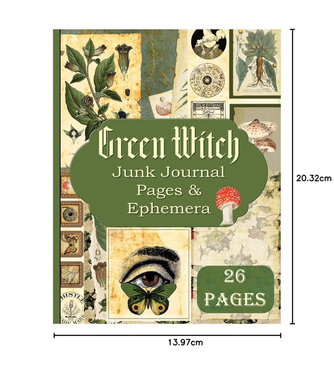 Green Witch Junk Journal Pages & Ephemera: Kit Includes 26 Papers For Scrapbooking And Collage, Tasc