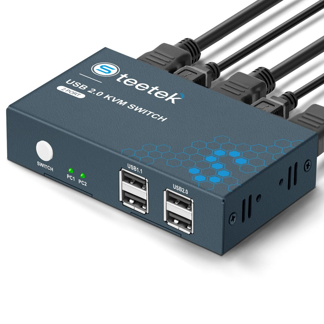 KVM Switch 2 PC 1 Monitore HDMI 1.4 USB2.0 Switch 4K@30Hz Ultra HD für 2 Computern zur gemeinsamen N